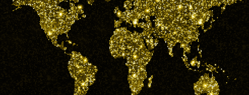 Gold map of the continents