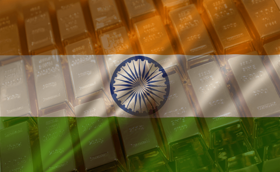 Flag of India with gold bars imposed over.